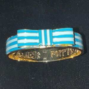 Coach Poppy Stripe Turquoise Blue & Gold Bow Women’s Bracelet Y2K coquette girl